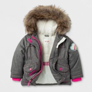 Toddler Girls’ Parka Jacket w/ Sherpa Lining